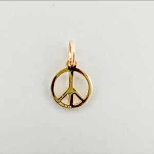 14K Yellow Gold Peace Sign Charm Pendant. Unisex